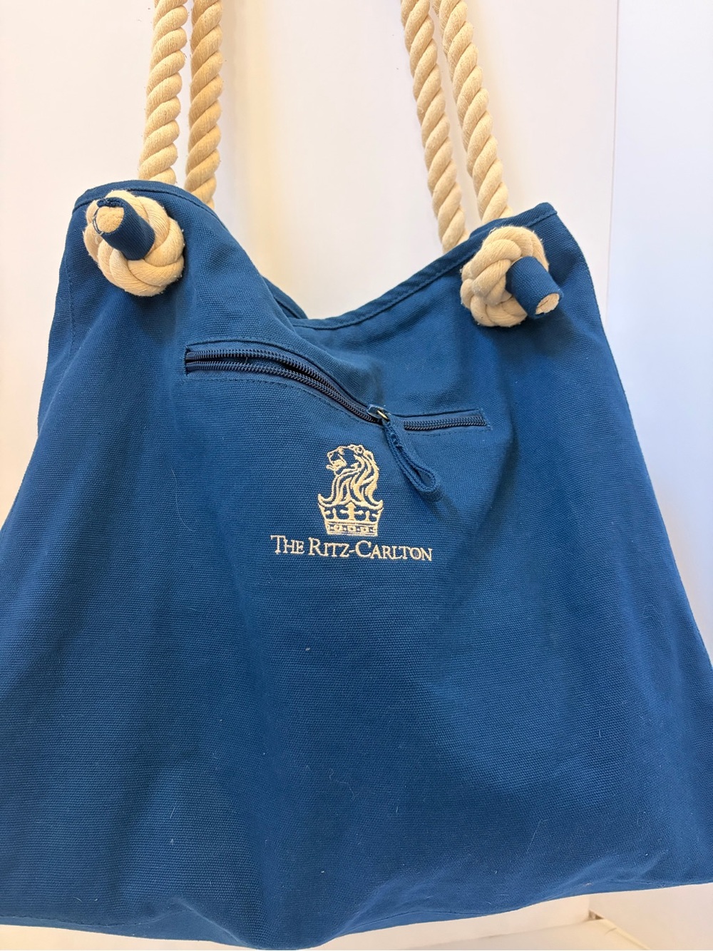 Royal Blue Canvas Tote with Rope Handles - Picture 2 of 4